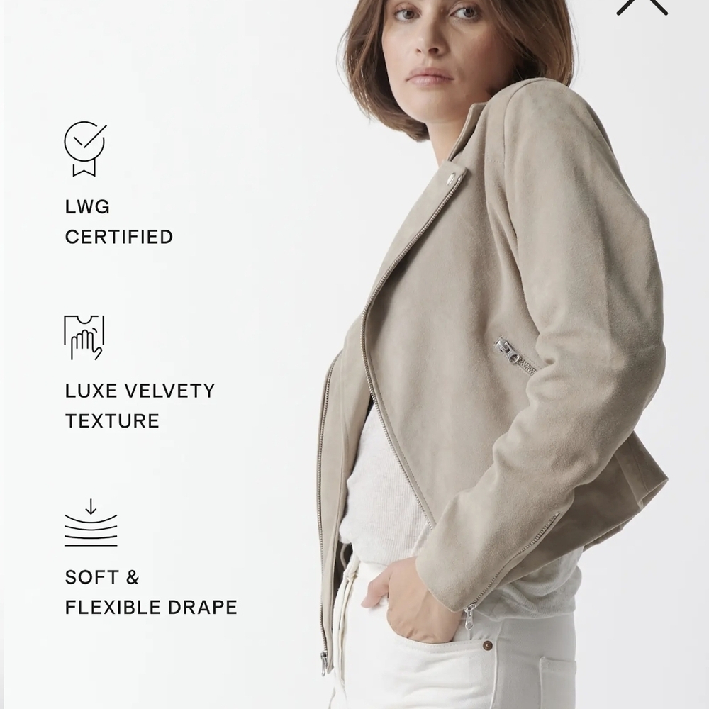 Quince Women's Gray 100% Goat Suede Leather Jacket Size Small New - Picture 3 of 8